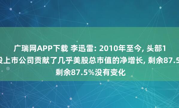 广瑞网APP下载 李迅雷: 2010年至今, 头部12.5%的美股上市公司贡献了几乎美股总市值的净增长, 剩余87.5%没有变化